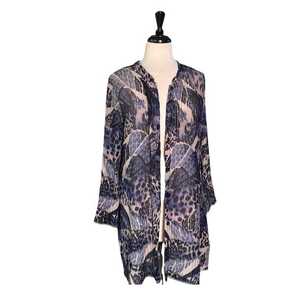 Chico's Tops - Chico's Travelers Shirt Women’s Large Geometric Print Size 3/XL JKT Blue Gray